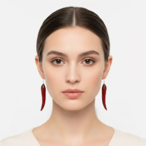handmade red chili pepper dangle earring